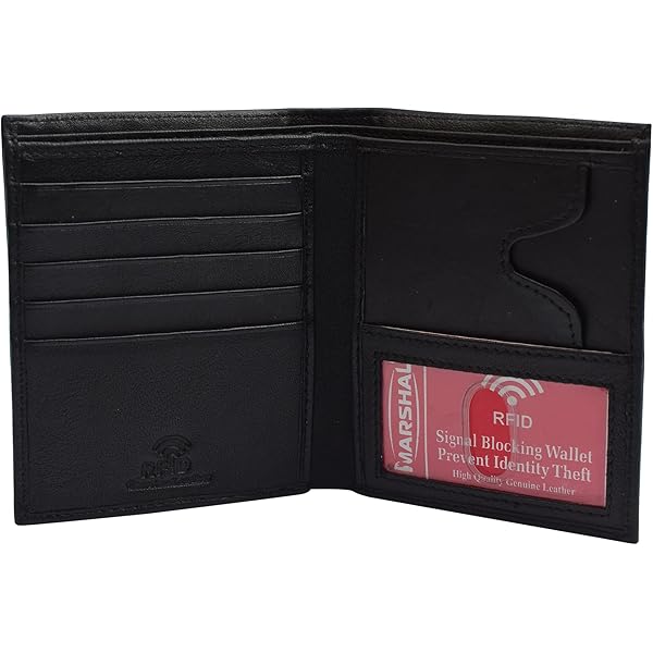 Amazon.com: Mens Bifold Leather Wallet Middle Flaps Double ID