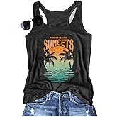Beach Summer Tank for Women Sunshine Coconut Tree Graphic Vacation Sleeveless Tee Shirt Casual Hawaiian Family Tops