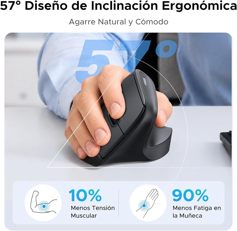 Ratón Ergonómico Inalámbrico 2,4G Ratón Bluetooth Vertical 4000 dpi — foto 2 de 8
