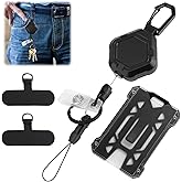 1 Set Magnetic Retractable Keychain, Heavy Duty Carabiner Badge Holder with Phone Tether Tabs, Tactical Id Badge Reel Key Chain with 32” Steel Retractable Cord, Suitable for Hikers Keep Keys and IDs