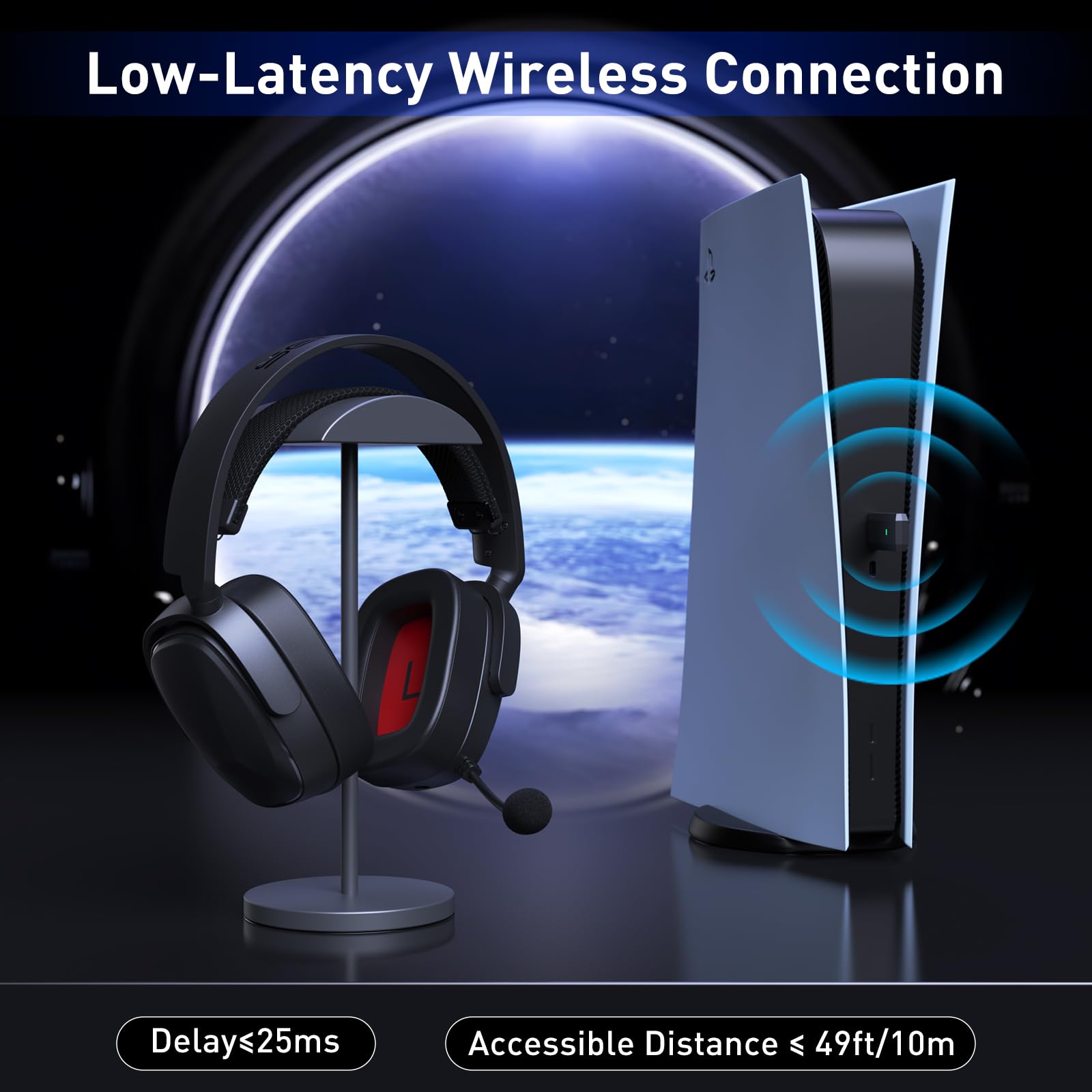 SENZER Wireless Gaming Headset with Mic for PS5/PS4 PC Switch - Bluetooth, Clear Audio, Customized Side Plates, Memory Foam Cushion - w/3.5mm Wired for Xbox One