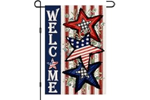 DECORHUA Independence Day 4th of July Garden Flag Burlap 12x18 Inch Double Sided, Patriotic American Stars and Stripes Yard Outdoor Decor DF304