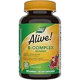 Nature's Way Alive! Vitamin B Complex Gummies, Cellular Energy Support*, 8 B-Vitamins, Vegetarian, Mango Flavored, 60 Count (Packaging May Vary)