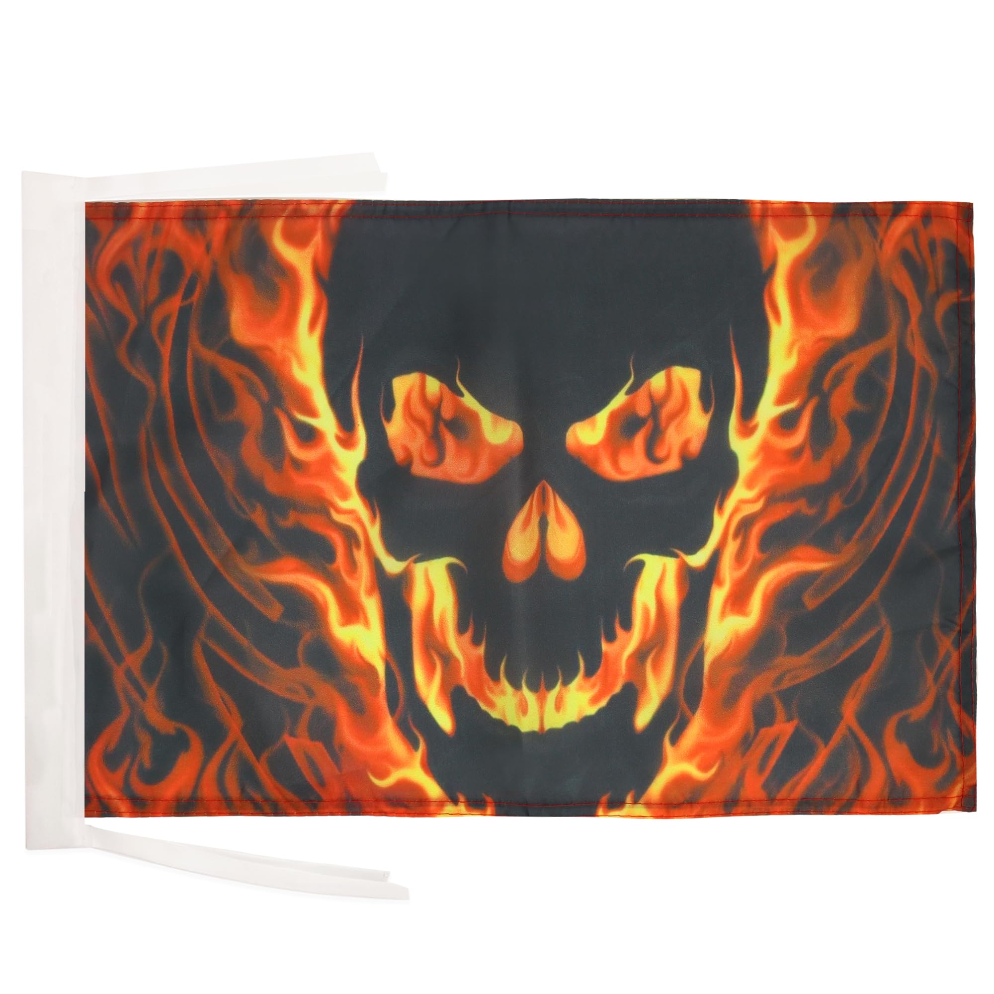 AZ FLAG - Skull with Fire Flag - 18'' x 12'' - 100% Polyester pirate Small Banner with Two Cords - Fade Resistant - Vivid Colors - 18x12 in - 45x30 Cm — image 1