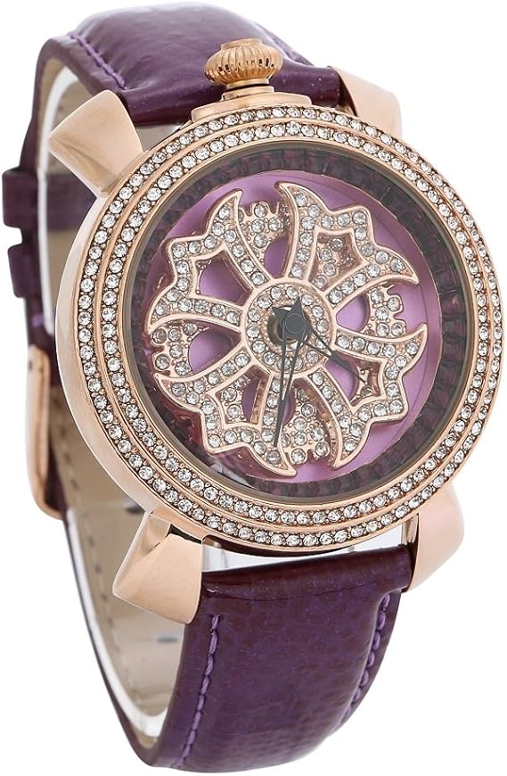 Amazon Un Bel Tocco グルグル時計 ぐるぐる 腕時計 Around Watch 文字盤が回る レディース メンズ 男女共用 フェイス 大小2サイズ 4カラー 小 紫 レディース腕時計 腕時計 通販