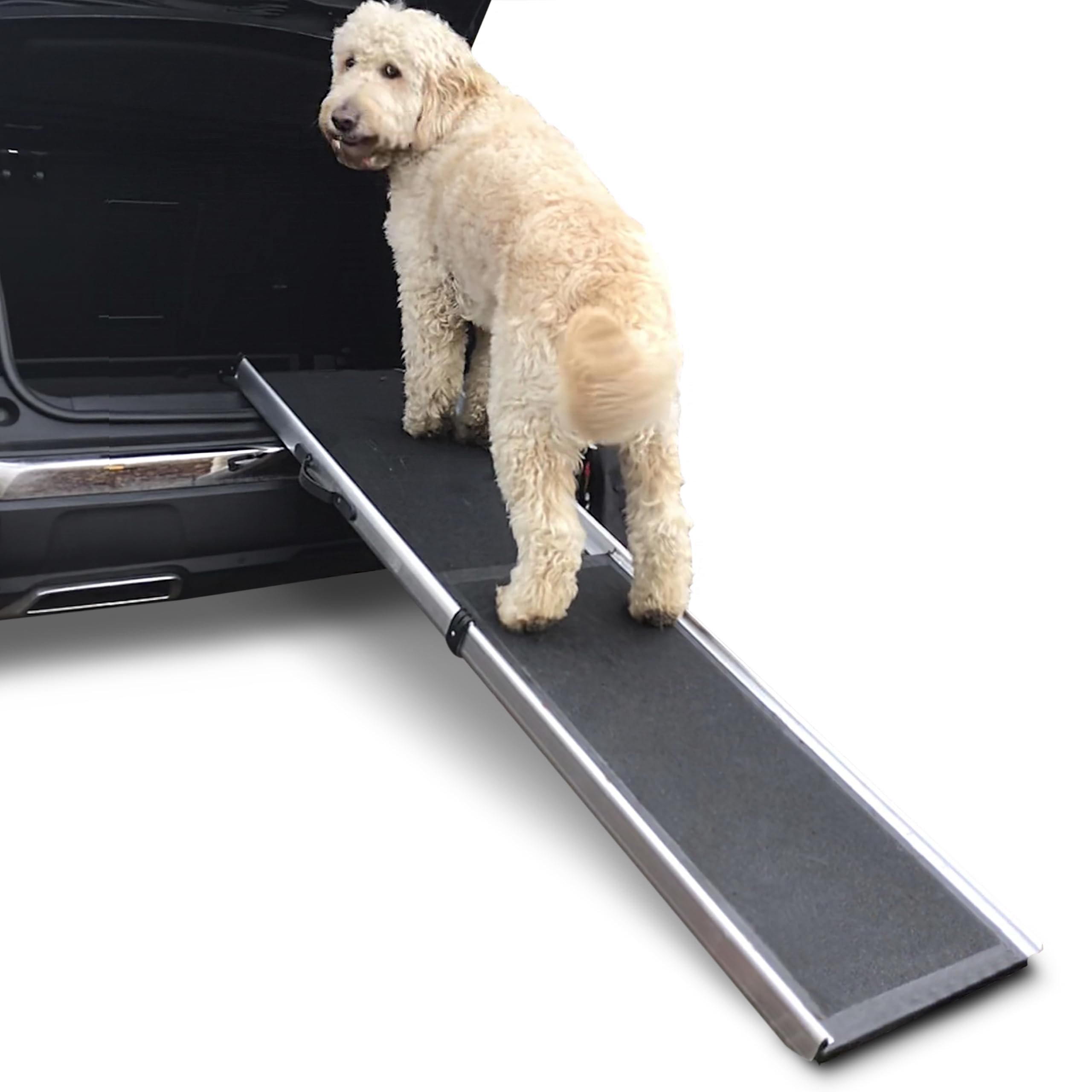 Hewitt And Blue Large Dog Car Ramp - Heavy Duty, lightweight and easy to use with EasyGlide opening and a SureGrip non slip surface. Telescopic - simply extend to the required length. Easy to fold.
