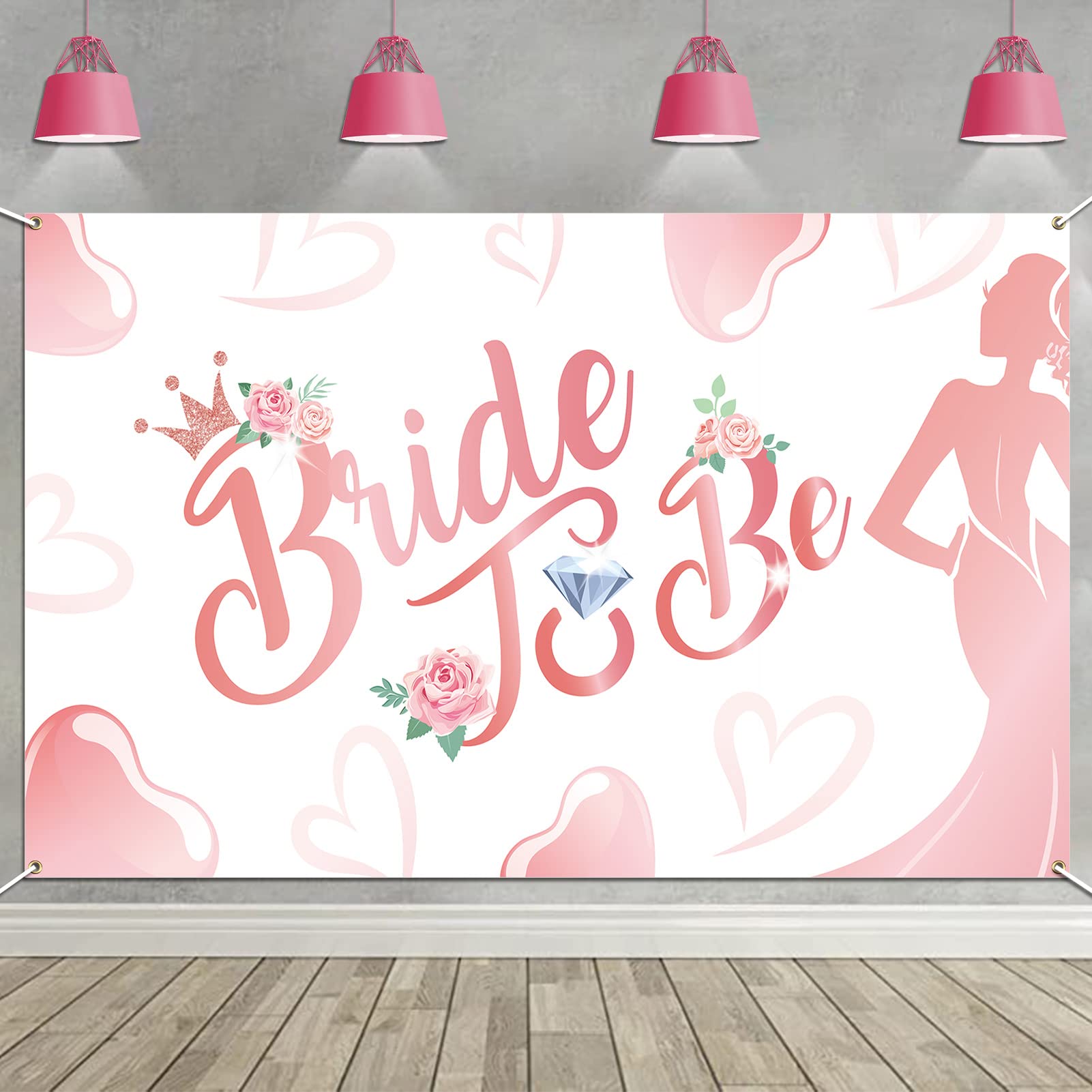 DPKOW Fabric Bride to Be Banner for Hen Party Decoration, Backdrop Banner for Hen Do Night Decoration Photo Booth Bridal Shower Party Accessories, 185 * 110cm