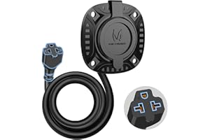 MICTUNING 20A 125V AC Port Plug, 12 AWG Shore Power Inlet Plug with 5-in-1 T-Blade Adapter Integrated 18'' Extension Cord, Waterproof AC Power Inlet Electrical Receptacle for Trailer Truck Boat