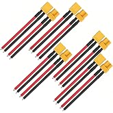 RioRand XT30 XT60 XT90 Male &amp; Female Connector Pigtail, Assorted AWG 100mm Silicone Wire for RC Lipo Battery FPV Drone RC Car Boat 5PCS(XT30)