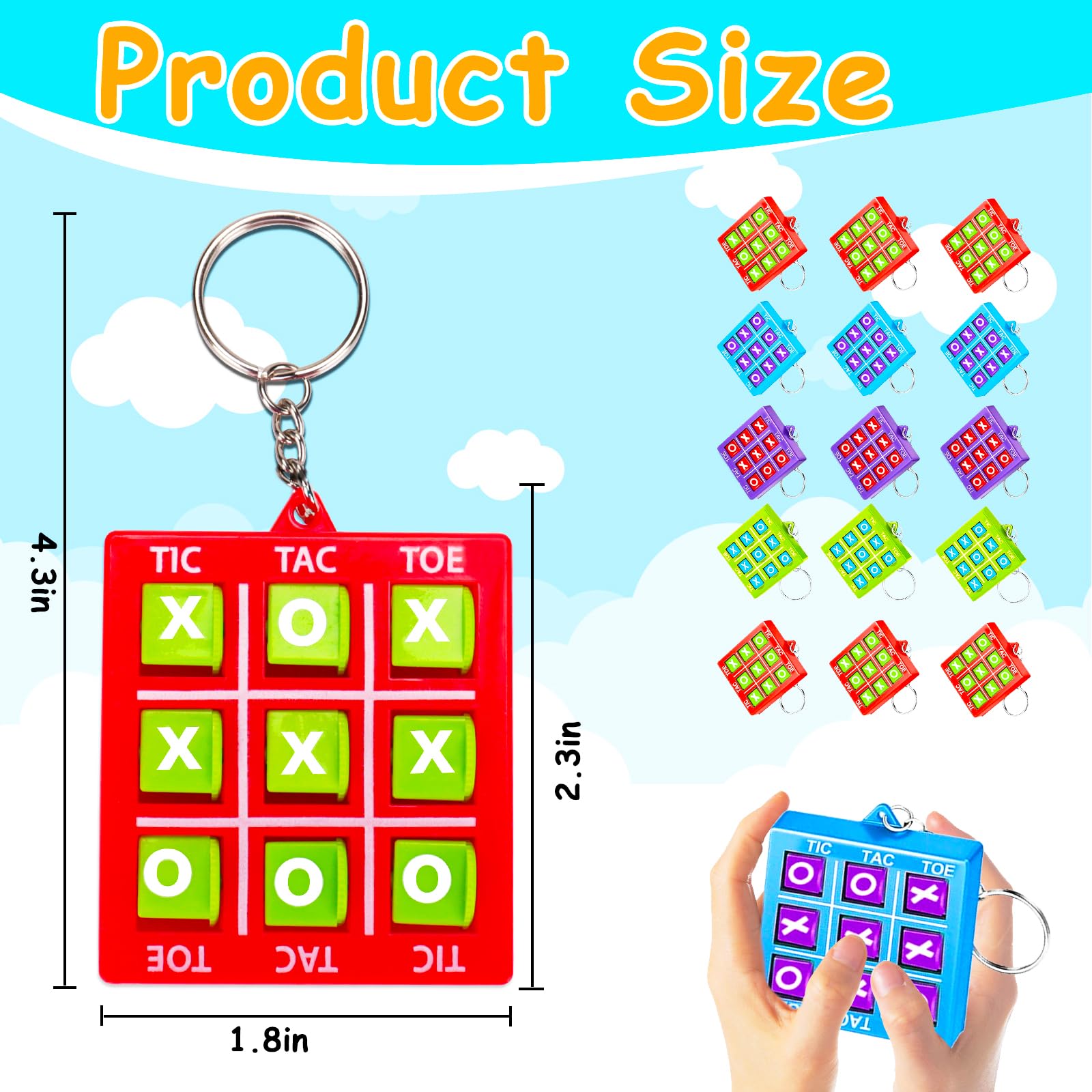 Party Favors for Kids 8-12 4-8 ,16 Pack Tic Tac Toe Game Keychain Fidget Bulk Back to School Student Gifts Classroom Treasure Box Toys Prizes Goodie Bag Stuffers Pinata Fillers Birthday Return Gifts