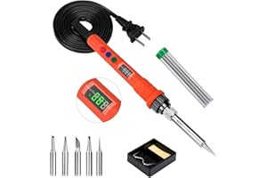 Q-MING Soldering Iron Kit, 120W LED Digital Soldering Kit, 110V Welding Tools, Smart Temperature Control [356℉-932℉] - Extra 5pcs Tips - Auto Sleep & Temp Calibration - C/F Func