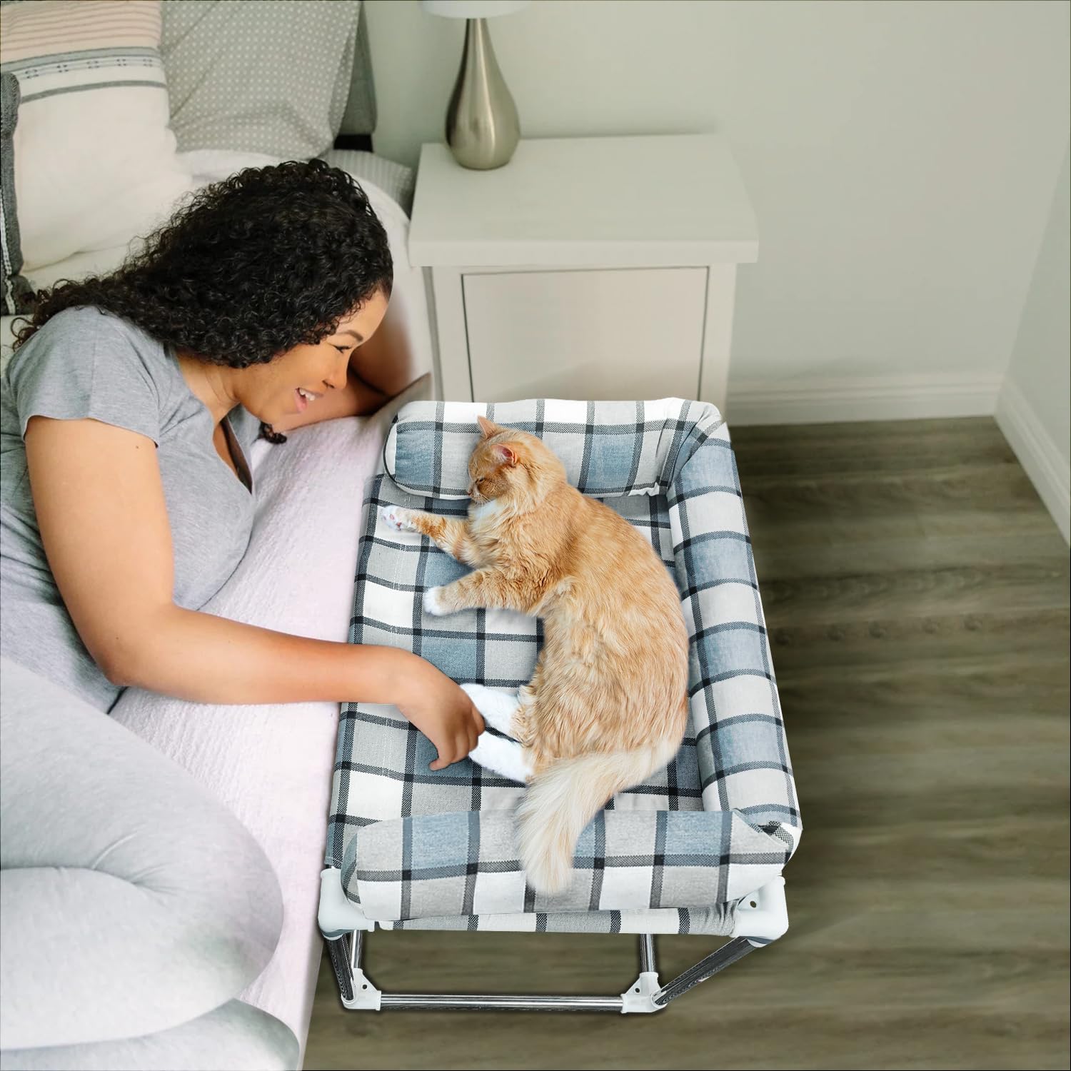 Photo 1 of Bedside Cosleeper Pet Dog Bed - Dog Beds with Pillow Extension Attached to Human Bed Height Raised Pet Window Perch (26'' x 20'' x 20'')