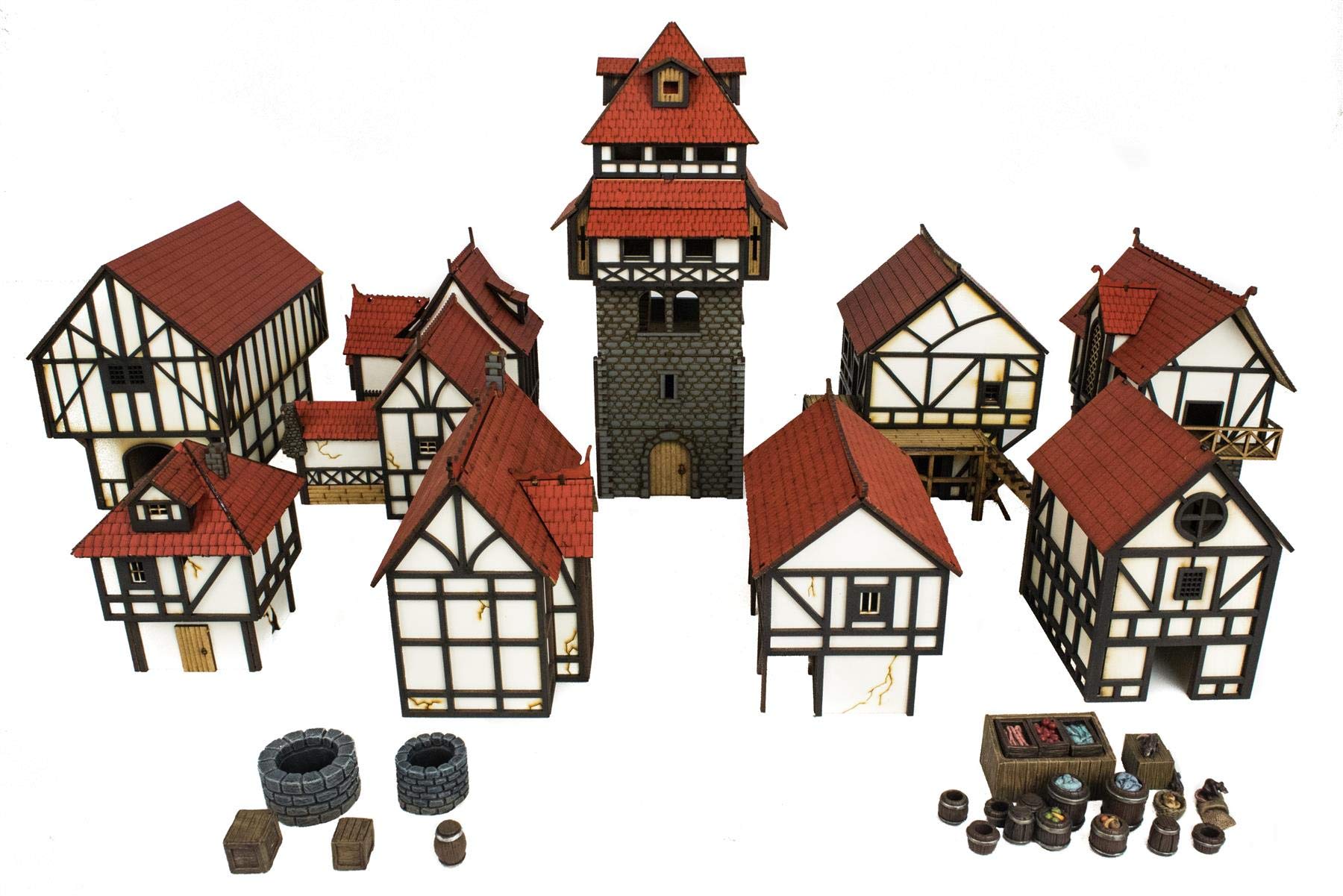 War World Gaming Medieval Town Complete Township (Painted / unpainted) – 28mm Scale Fantasy Wargame 