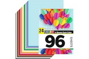 OcePor 96 Sheets Colored Cardstock 24 Colors, 8.5x11 Color Cardstock Bulk, 200gsm/75lb Assorted Colors Construction Paper for Printing, Card Making, Die Cutting, Crafts, Scrapbooking, Party