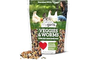 Love My Girls: Chicken Snacks - Veggies & Worms - 5lb Bag - Global Harvest, Gourmet Multi-Grain Treats, Corn-Free, Nutritious & Protein Rich Mealworms