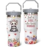 Caiibaoob Panda Tumbler for Girls,Vacuum Insulated Stainless Steel Travel Mug 30 oz (Panda)