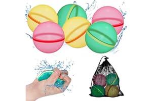 HARDWIND 6 Pack Reusable Water Balloons, 2024 Upgrade Magnetic Water Balloon for Kids Age 3-5, 4-8, 8-12, Refillable Self Sealing Water Bombs Splash Balls Toys for Pool, Beach, Summer Party Fun (Color-3)