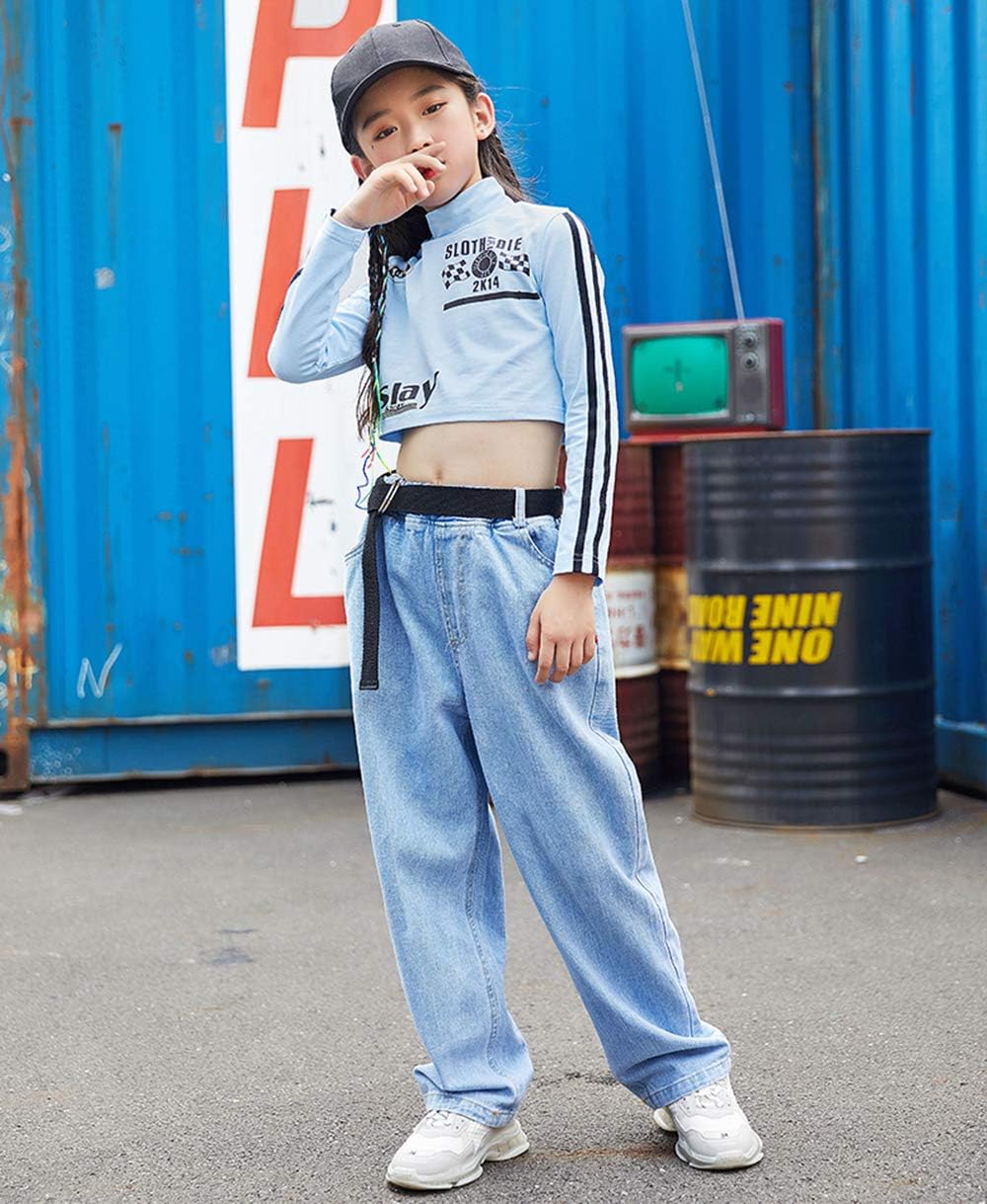 Amazon キッズダンス衣装 ヒップホップ ダンス衣装 ガールズ セットアップ キッズ ダンス 衣装 トップス デニムパンツ キッズダンス ボーイズ 派手 韓国風 かっこいい 女の子 Hiphop 男の子 オシャレ ゆったり チェック ダブダブ チーム お揃い 発表会 トップス パンツ