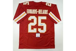 HOFSM.COM HALL OF FAME SPORTS MEMORABILIA Autographed/Signed Clyde Edwards-Helaire Kansas City Red Football Jersey Beckett BAS COA