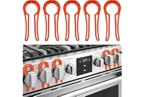 PRANITE Gas Stove Knob Locks, 5 Pack Stove Knob Locks for Child Safety, Heat-Resistant, Baby Proof Oven Knob Covers Lock for Kids and Pets (Red)