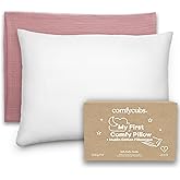 Comfy Cubs Toddler Pillow with Muslin Pillowcase, 13 x 18 in - Travel and Sleep Support for Kids - Lightweight, Breathable Microfiber Fill - Soft and Cozy Small Pillow for Toddlers - Mauve