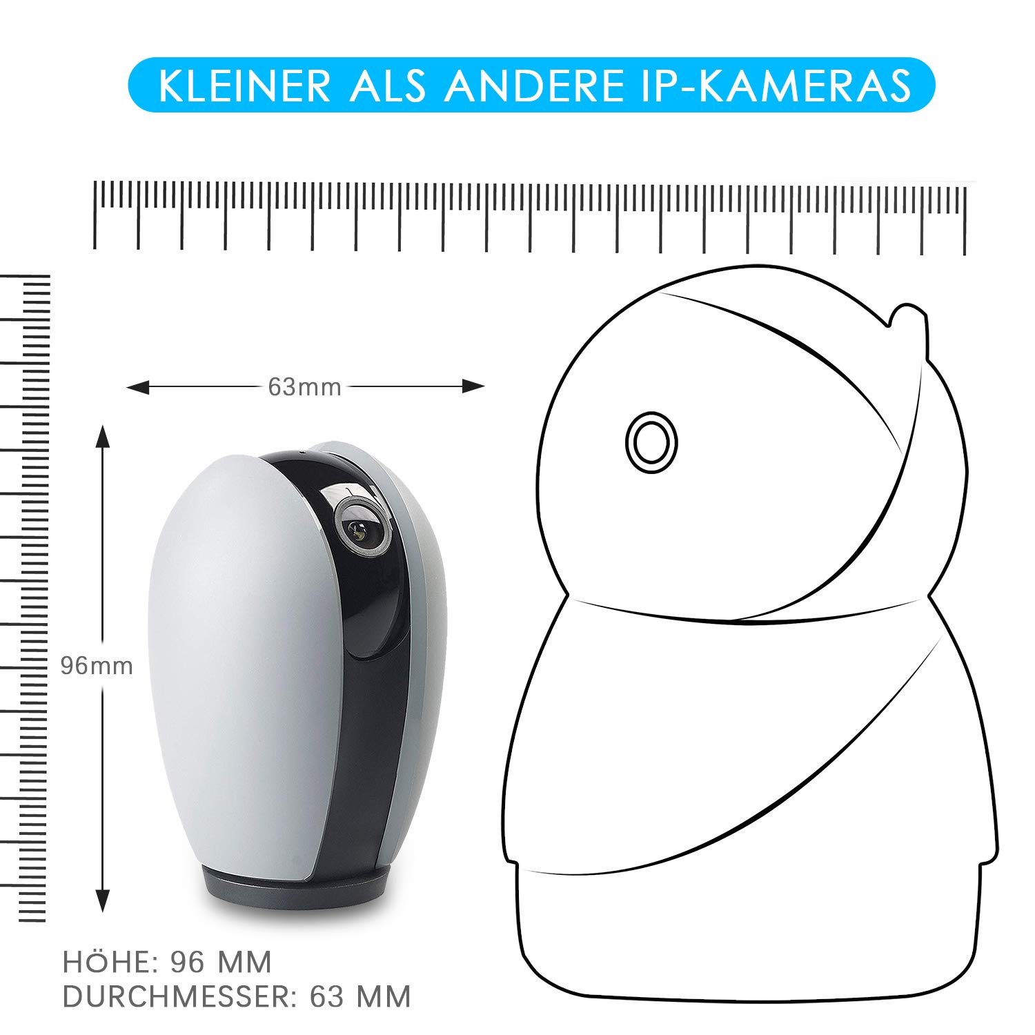 AUQUSH WLAN IP-Kamera 1080P WiFi Überwachungskamera mit Nachtsicht Bewegungserkennung,Zwei-Wege Audio und 355°/120°Schwenkbar Kamera für Baby/Elder/Haustier