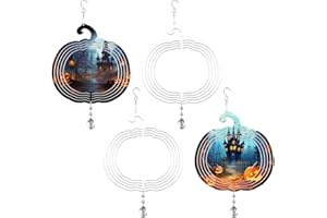 ACFUNIQUE Sublimation Wind Spinner Blanks 4 Pack Wind Spinners Sublimation Blanks Hanging Wind Spinner 3D Metal Aluminum Kinetic Sculpture for Yard Garden Indoor Outdoor Porch Decoration(Pumpkin)