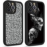 Yomjew 2 Pack Skeleton Skull Case for iPhone 15 Pro Max 6.7", Cute Full Camera Lens Pattern Aesthetic Design Soft Slim Frame Protective Shockproof TPU Phone Cover for Women Girls-06