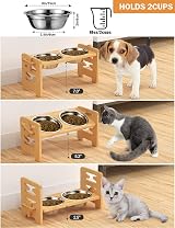Vantic Raised Dog Bowls with Stand 6 Height Adjustable Bamboo Feeding Station view 2