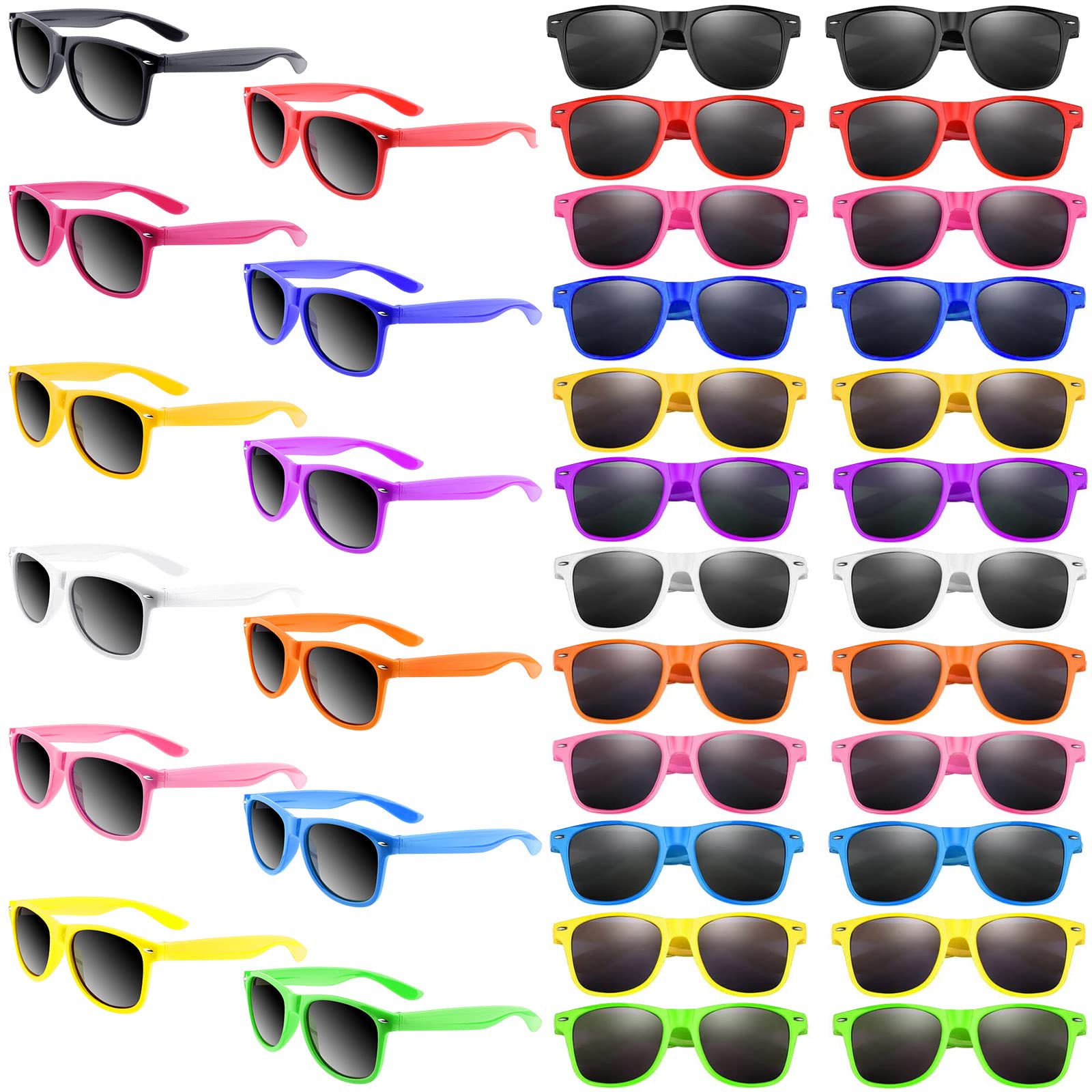 Morcheiong 36 Pack Neon Colors Sunglasses，Sunglasses Party Favors Goody Bag Fillers Fun Gift for Birthday Party Beach Pool Party