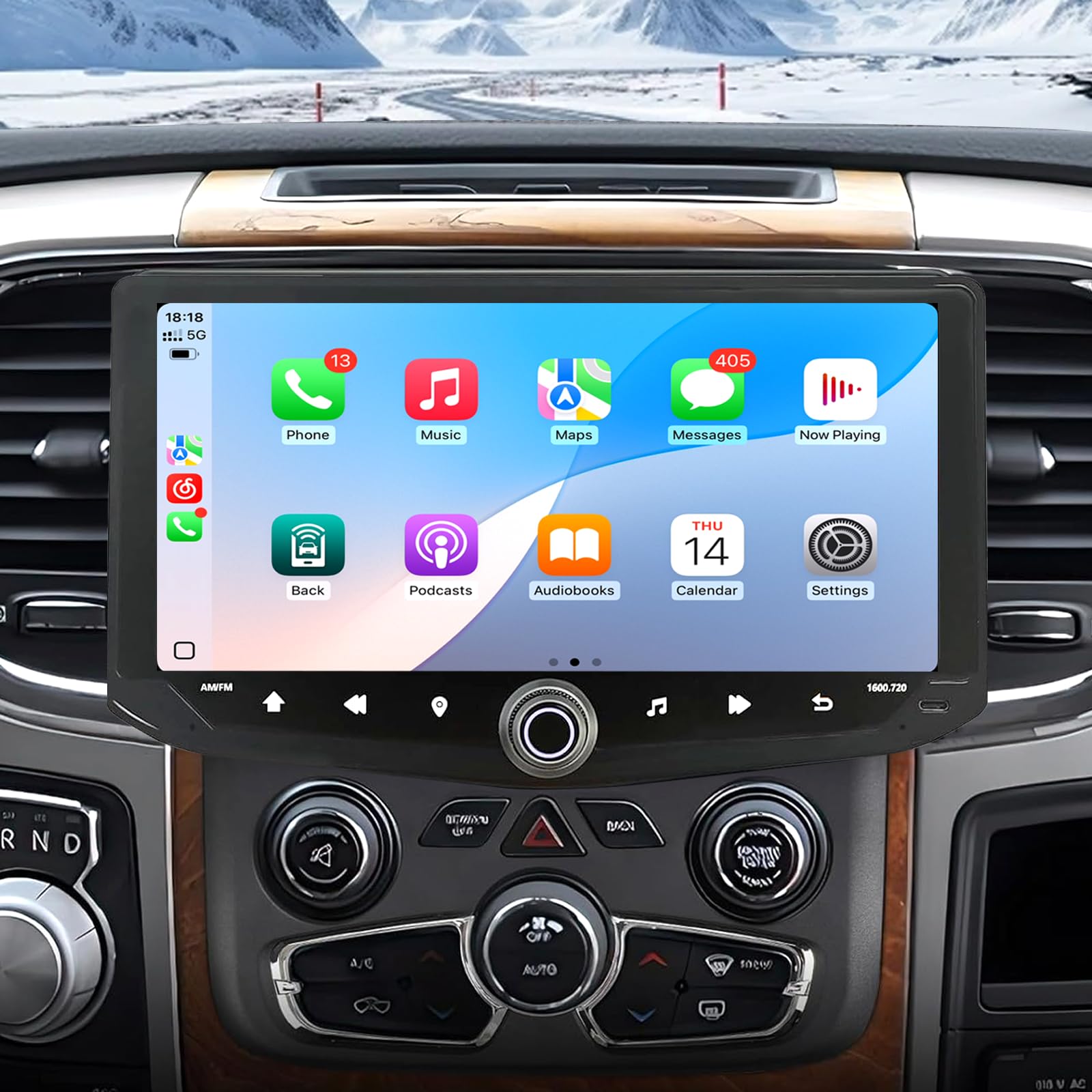 Photo 1 of 10.88 inch Car Radio for Dodge Ram 1500 2500 3500 2013 2014 2015 2016 2017 2018 Upgrade Stereo CarPlay Touch Screen Android Auto Bluetooth GPS WiFi Backup Camera Phone Holder 64G Auto A/C