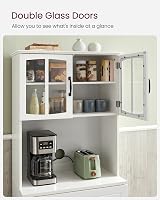 VASAGLE Tall Kitchen Pantry Cupboard with Glass Doors White LSC361W21 view 5