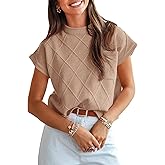 Saodimallsu Women's Mock Neck Cap Sleeve Sweater Vest