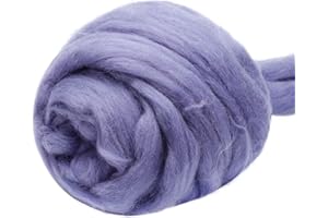 JUPEAN 3.53oz Wool Roving Yarn, Fiber Roving Wool Top, Wool Felting Supplies, Pure Wool, Chunky Yarn, Spinning Wool Roving for Needle Felting Wet Felting DIY Hand Spinning (Dark Purple)