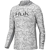 HUK Mens Icon X Pattern Hoodie, Fishing Shirt with Sun Protection