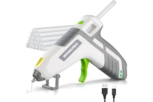 WORKPRO Cordless Hot Glue Gun, Fast Preheating, Smart Power-Off, and USB-C Rechargeable Glue Gun, Less-drip Hot Glue Gun Kit 