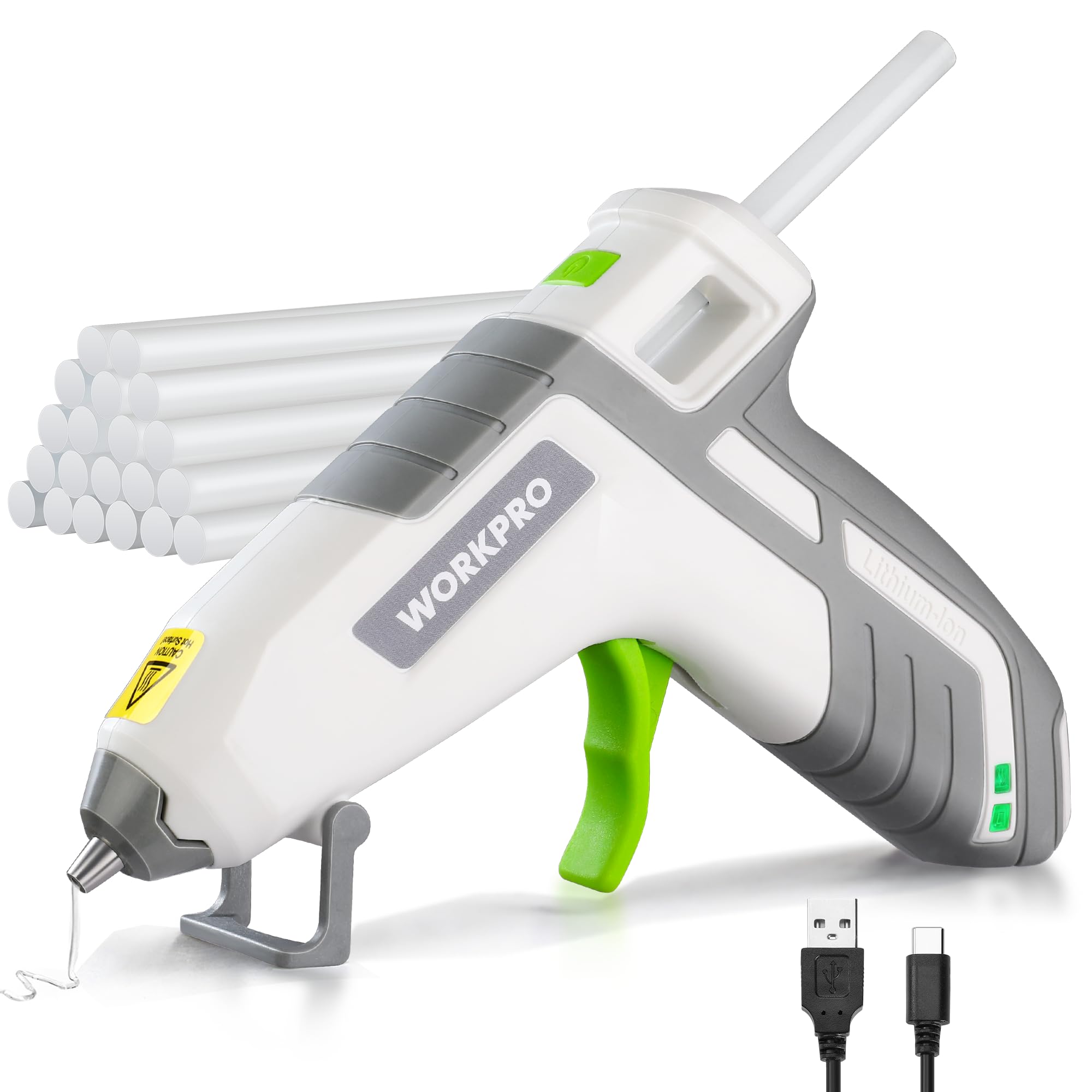 Photo 1 of WORKPRO 3.6V Cordless Hot Glue Gun(Upgrade), Fast Preheating, Smart Power-Off, USB-C Rechargeable Glue Gun, Less-drip Hot Glue Gun Kit with 20 Pcs Premium Mini Glue Sticks for DIY, Crafting and Arts