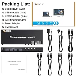 USB 3.0 KVM Switch HDMI 4 Port Support 4K@60Hz
