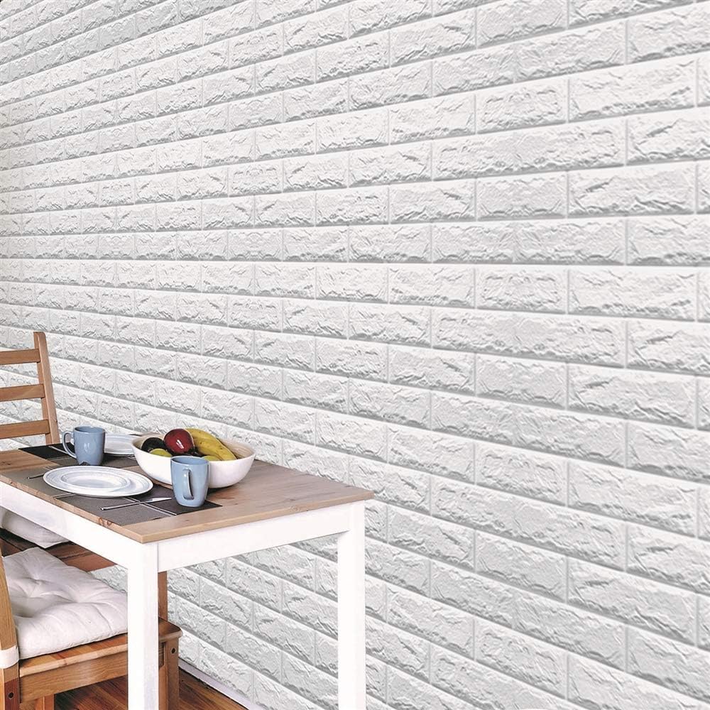 Amazon Co Jp 壁デコパネル レンガ調 約71ｃｍ 77ｃｍ 1枚入り ホワイト ホーム キッチン