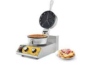 Dyna-Living Commercial Waffle Maker Heart-shaped Waffle Iron Machine 1200W Electric Waffle Machine for Home Use, Non-Stick Round Waffle Baker Maker with 122-482℉ Temp Range and Time Control (5-Heart)