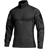 CQR Men's Combat Shirt Tactical 1/4 Zip Long Sleeve Military BDU Shirts Camo EDC Top with Pockets