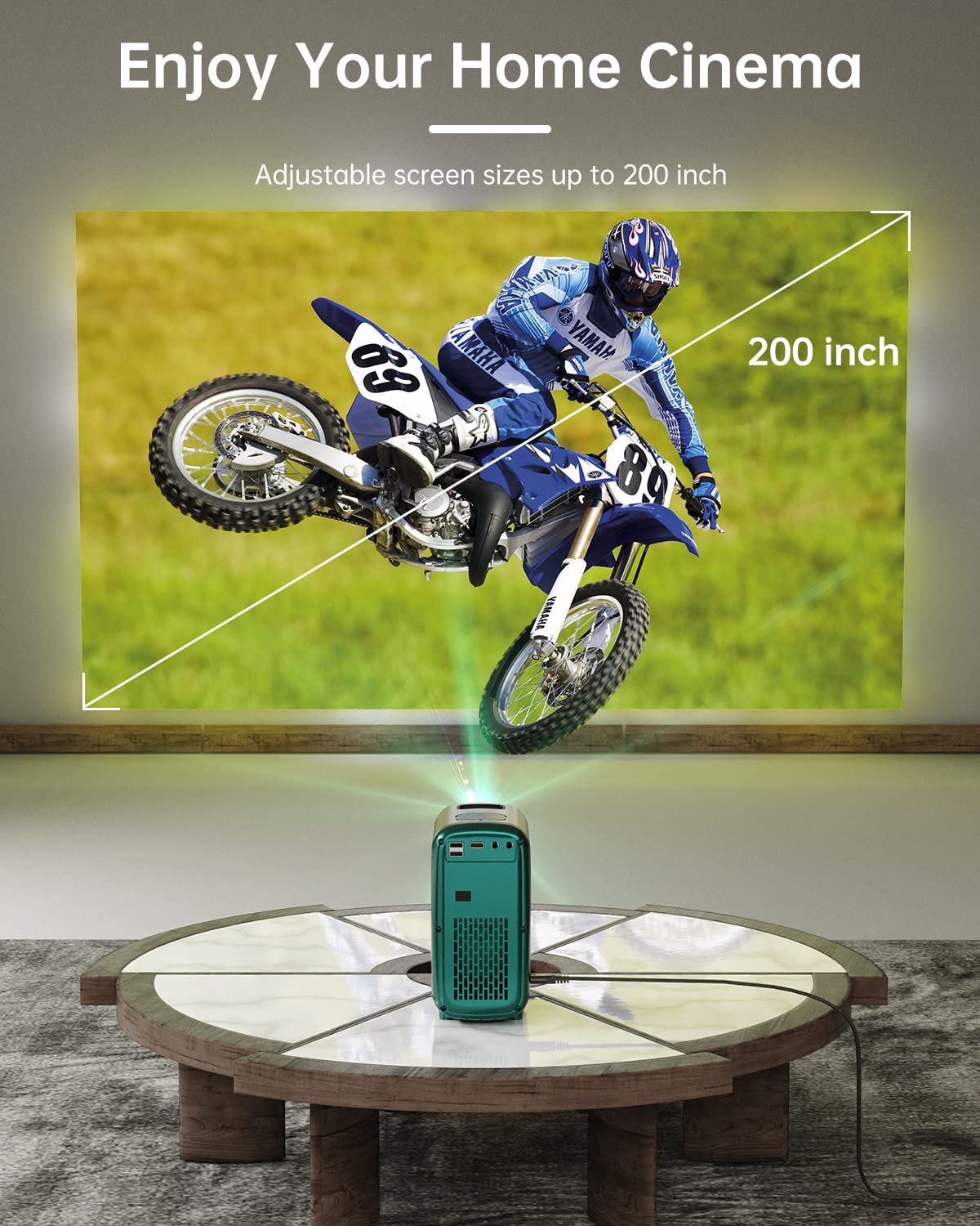 Mini Portable Bluetooth Movie Projector: HISION 1080P 4K Outdoor Home TV Proyector 8500L HD Video Led Projectors Gaming Cinema Theater Camping Support TV Stick Laptop Phone Tablet HDMI USB