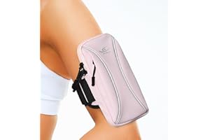 HiRui Arm Bag & Wrist Bag Phone Holder, Sports Running Armband for Gym, Cycling & Workout, Compatible with iPhone 16/15/14 Series, Samsung Galaxy & More, Reflective, Adjustable, Secure Fit (Pink)
