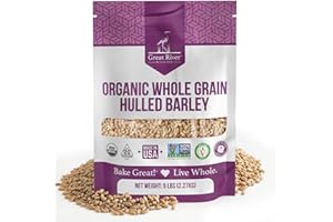 Great River Milling Organic Hulled Barley Grain | Whole Grain Barley for Home Milling, Cooking, and Baking | High Fiber, Non GMO, Kosher | 5 Lb