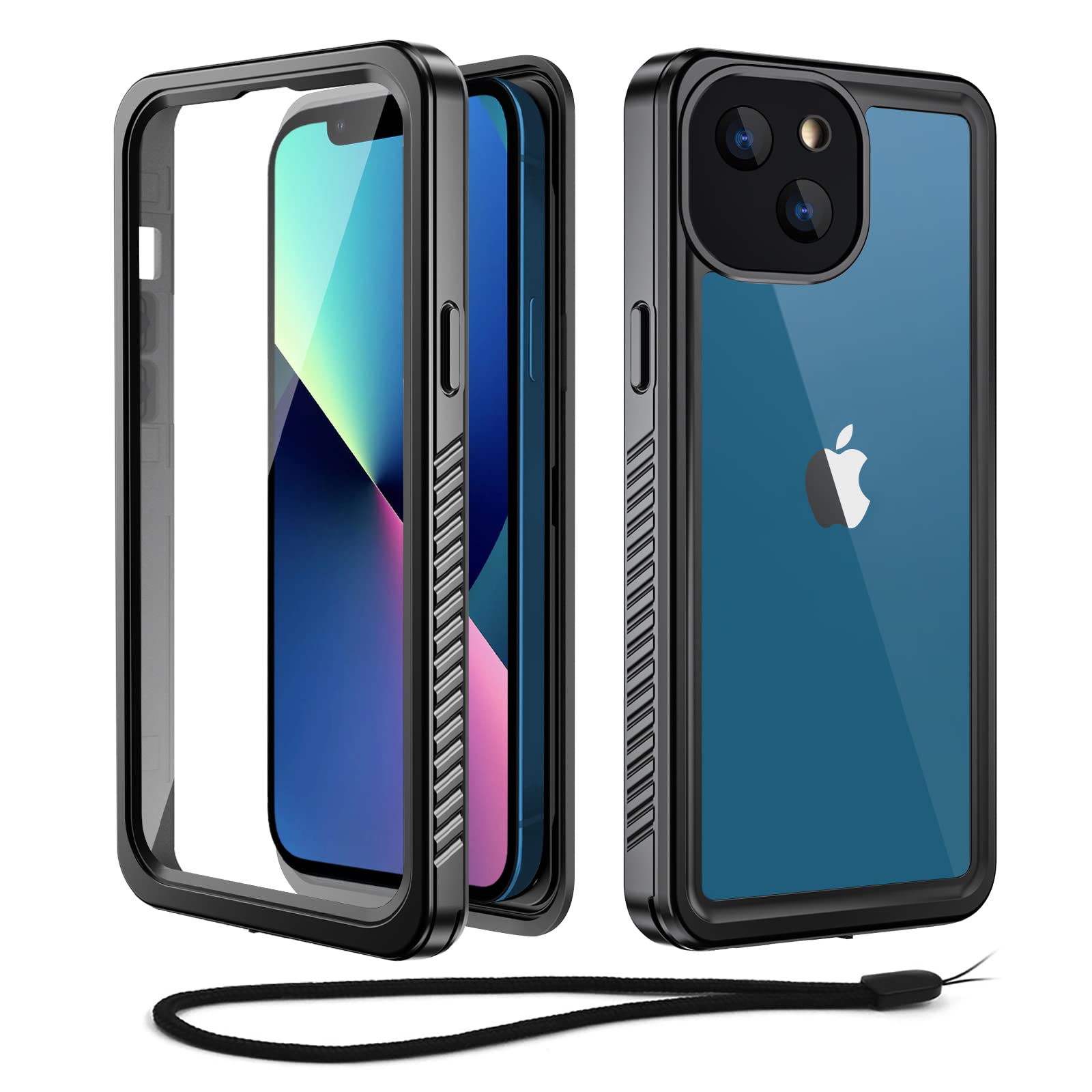 Beeasy for iPhone 13 Case Waterproof Shockproof Dustproof, Built-in Screen Protector Full Body Heavy Duty 360° Protective, Front and Back Phone Case for iPhone 13(6.1”), Black