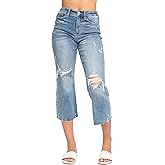 Judy Blue Women's High Waist Destroy Wide Leg Crop Jeans