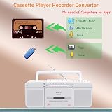 WISCENT Vintage Cassette Player Recorder Bluetooth AM FM Radio USB MP3 Converter view 5