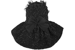 Kuoser Dog Dress, Cute Dog Dresses for Small Dogs Girl Elegant Puppy Tutu with Bow-Knot, Doggie Princess Costume Pet Outfit for Birthday Party Christmas Halloween Wedding, Black XS