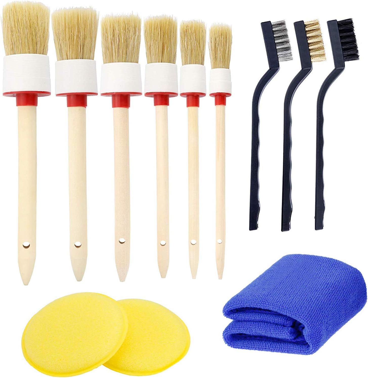 Fancartuk Car Cleaner Brush Set - 12 Pieces Detail Brushes Cleaning Brushes Soft Hair Bristles Brush, Auto Detailing Brush Set For Cleaning Weels, Interior, Exterior, Leather (12Pcs)