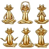 Wesiti 6 Pcs Gold Yoga Frog Figurines Decor Vintage Golden Resin Yoga Figurines Set Small Spring Easter Decor Small Gold Frog Statues for Garden Home Office Spring Decorations Tabletop Decorations